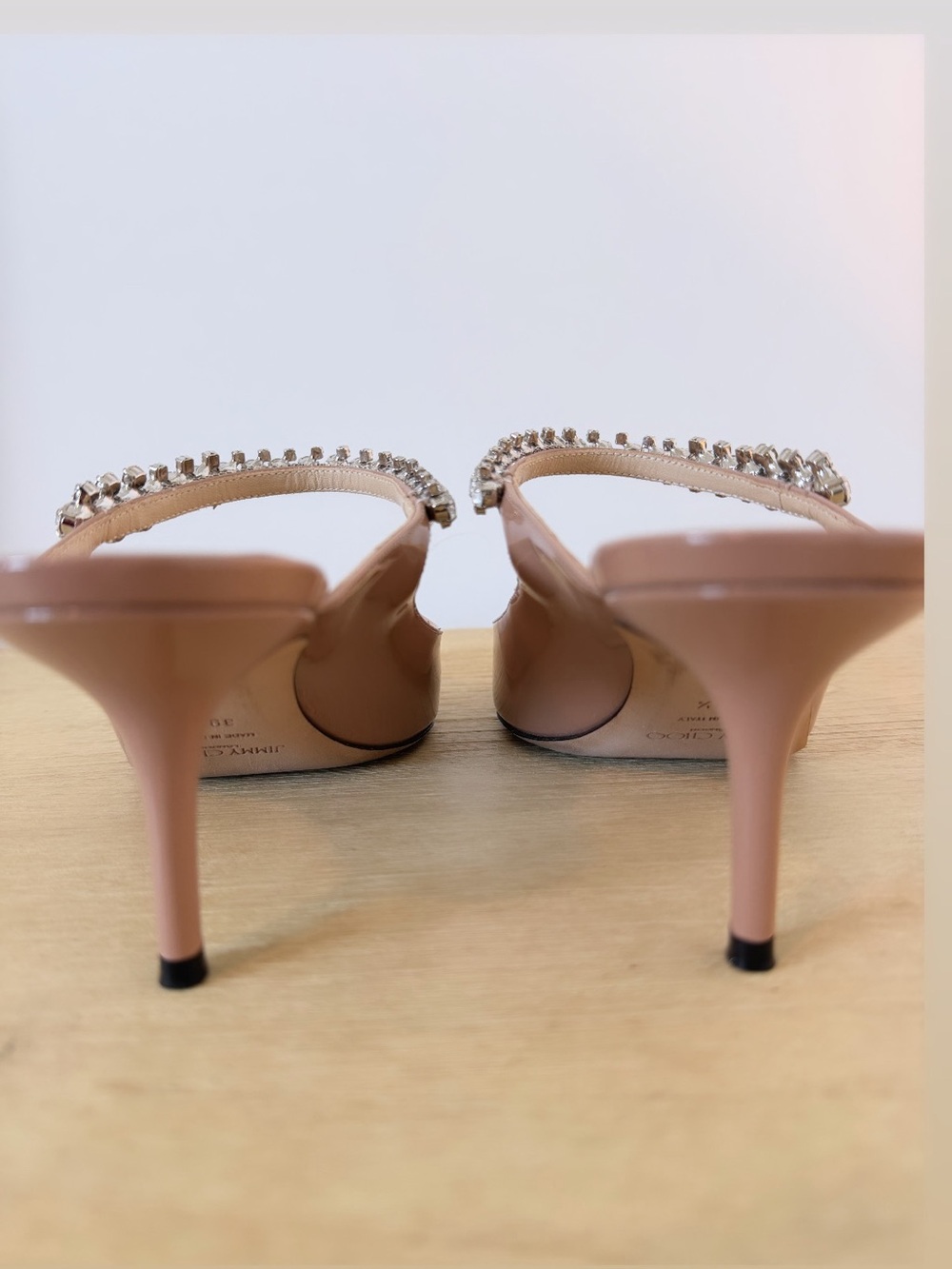 Jimmy Choo Blush Patent Pointed-Toe Mules with Crystal Strap - Picture 3 of 3